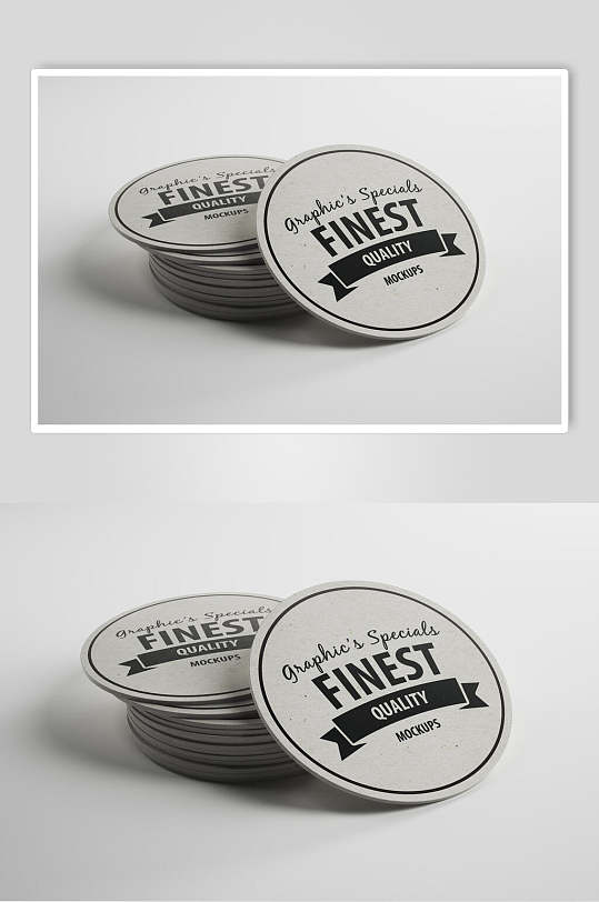 复古杯垫贴图样机