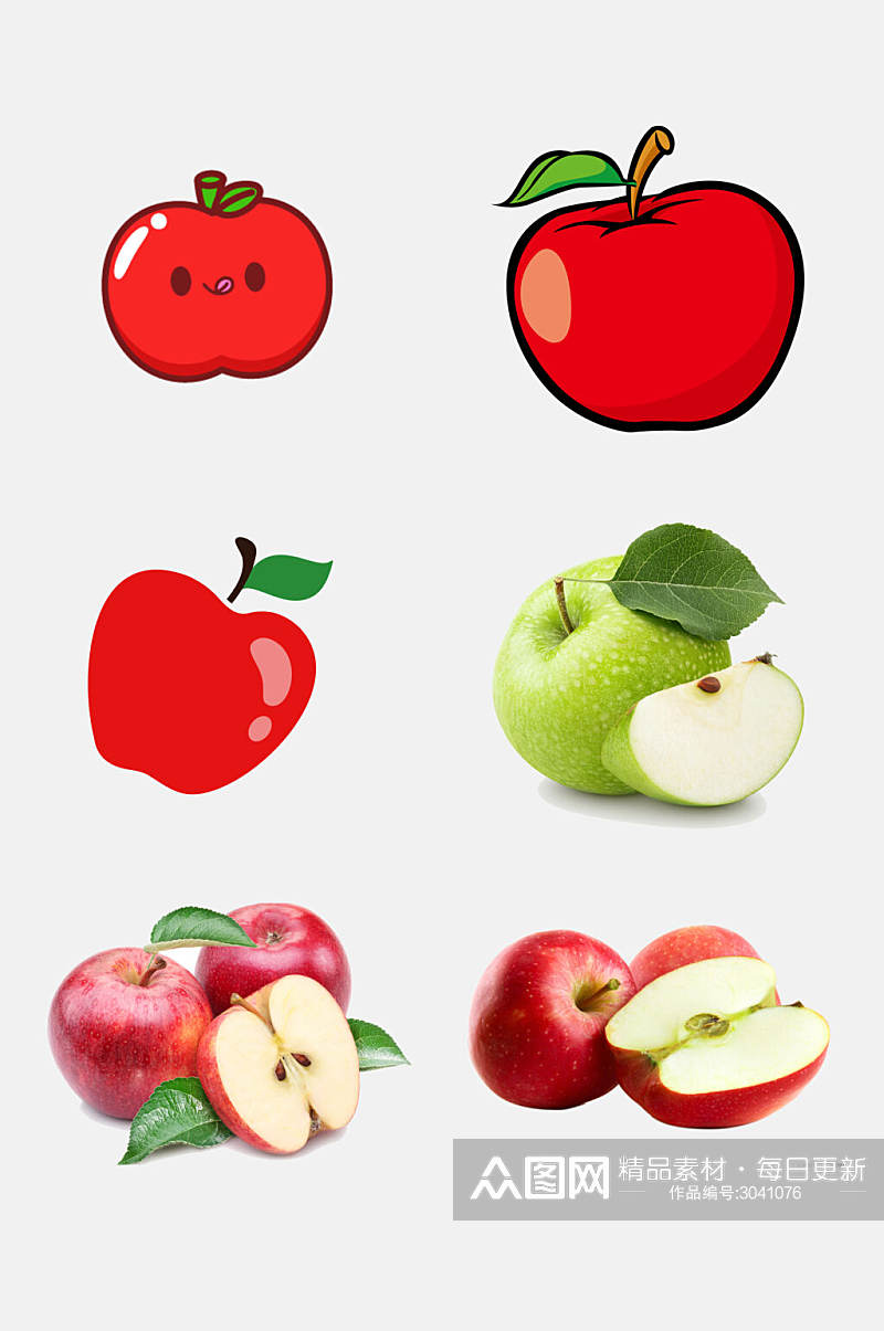 清新卡通苹果水果免抠素材素材