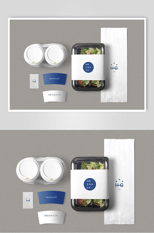 打包盒餐饮品牌VI设计展示样机