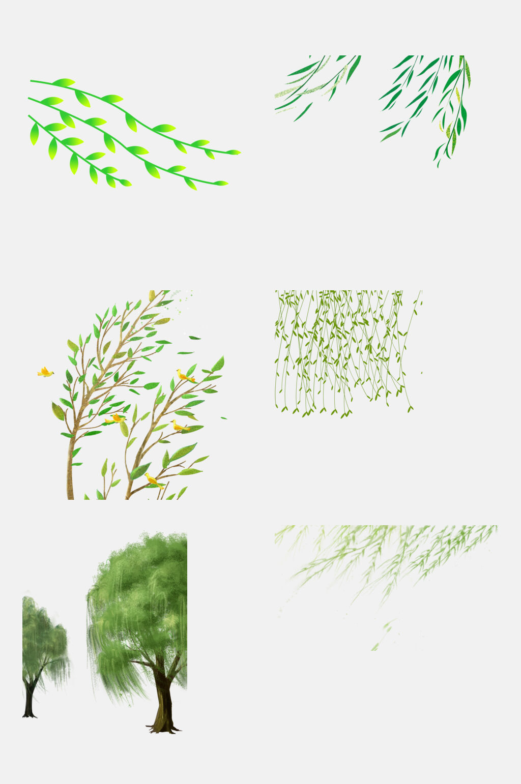 綠色大氣柳樹枝條植物免摳素材素材