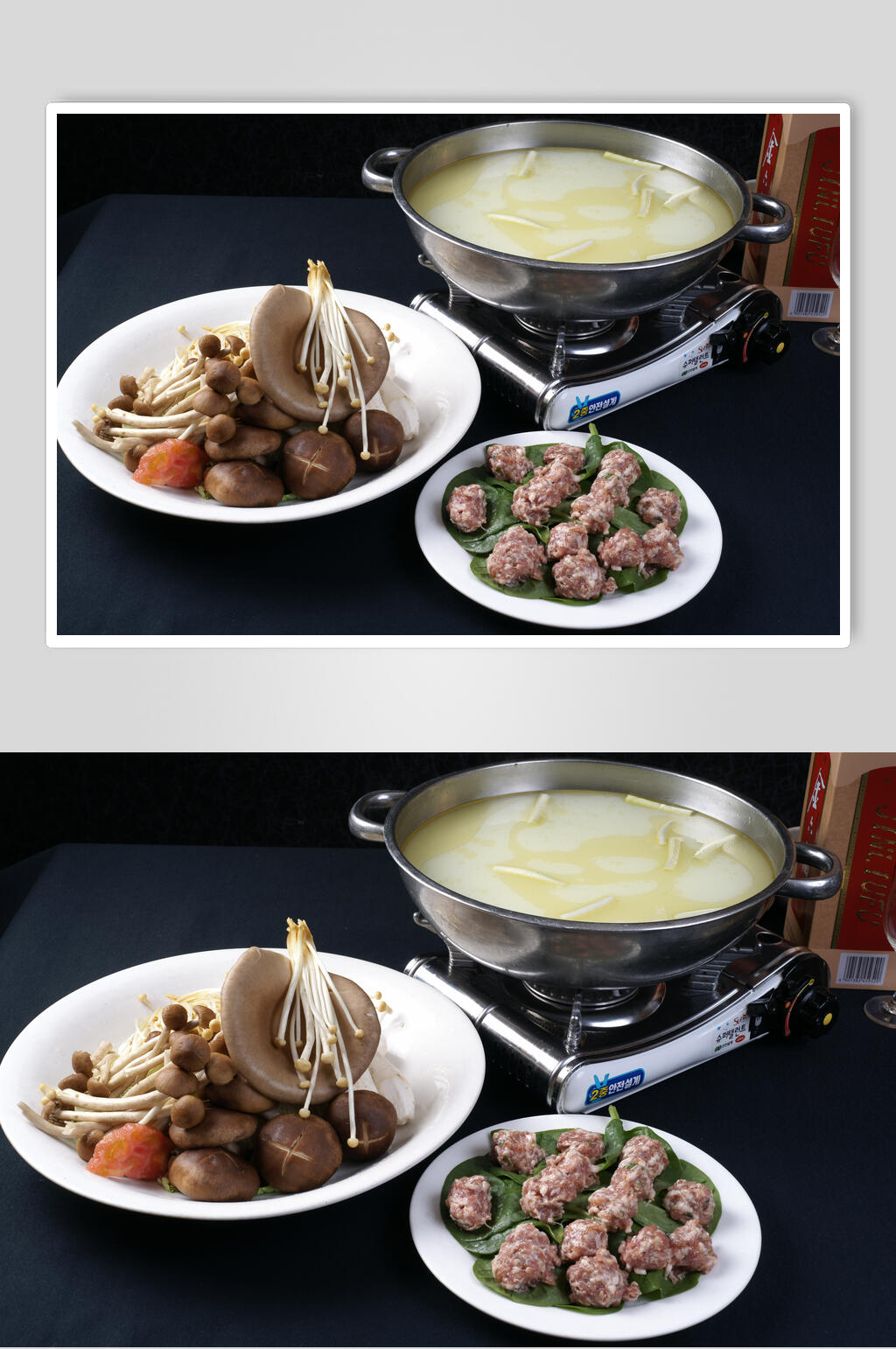 清新菌汤锅鱼肉绞肉摄影图素材