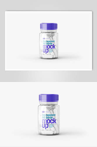 蓝紫色保健品包装贴图样机