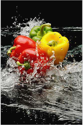 冰镇辣椒蔬菜水果食物高清图片