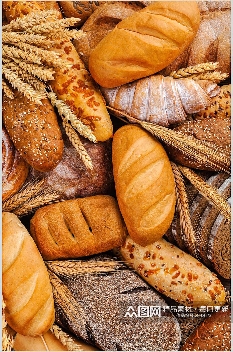 营养全麦面包食物摄影图片素材