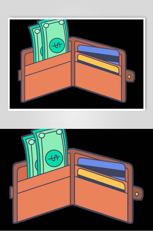 极简创意银行卡钱包插画矢量素材