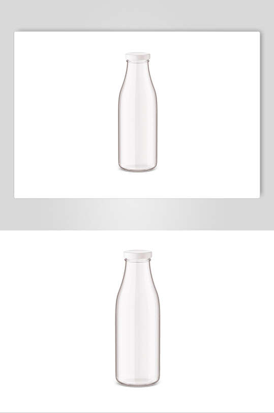 圆形盖子透明纯白色牛奶玻璃瓶样机