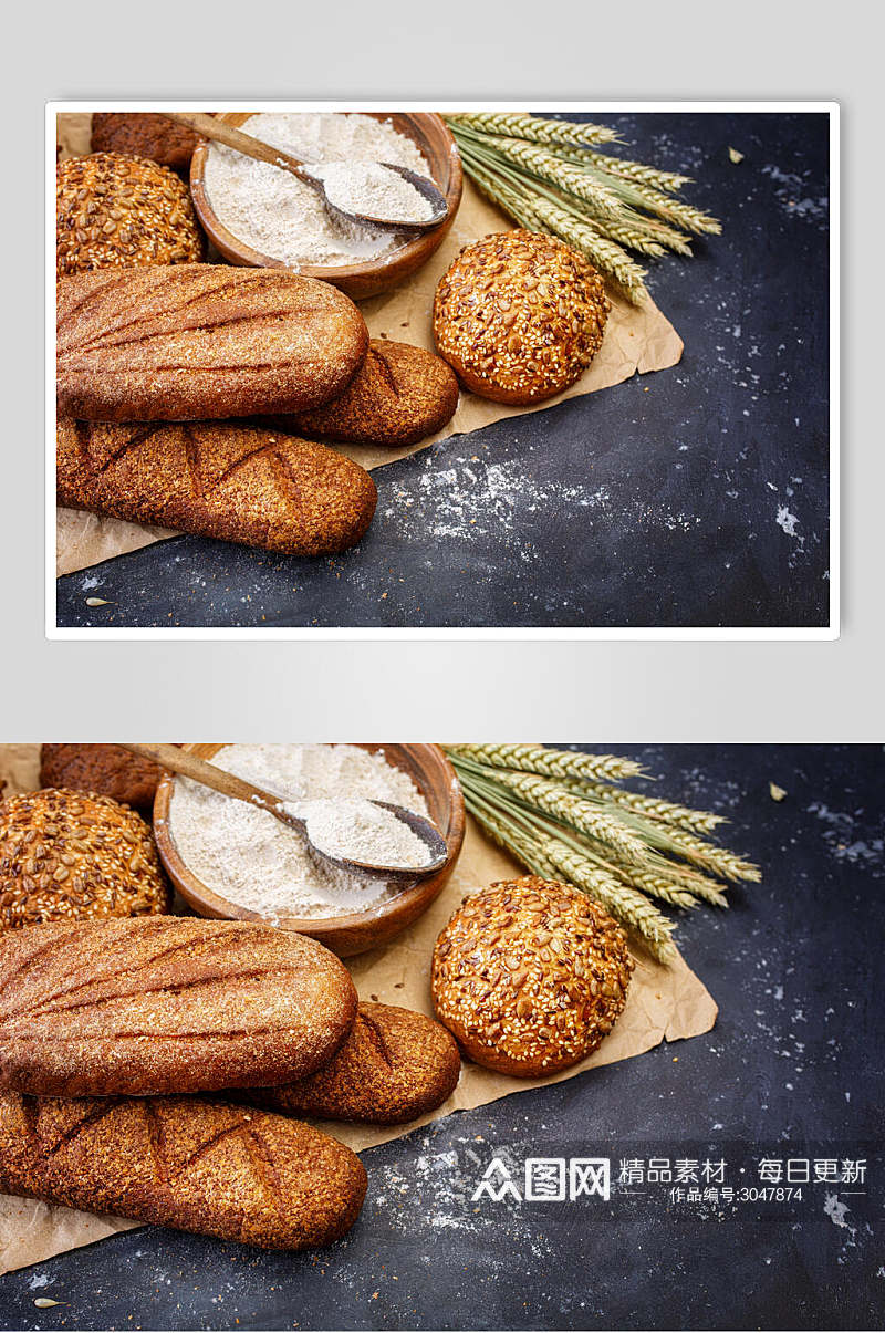 飘香全麦面包食品高清图片素材