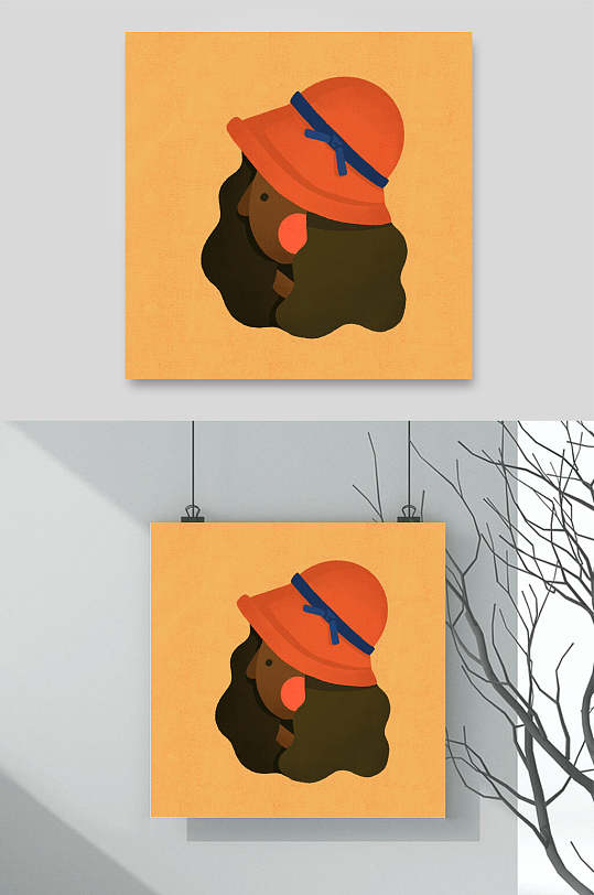 暖色卡通人物头像插画素材