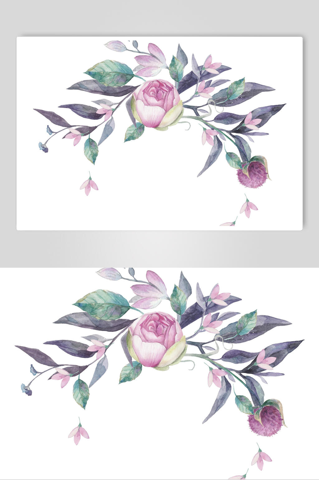 清新水彩女性花卉装扮插画素材素材