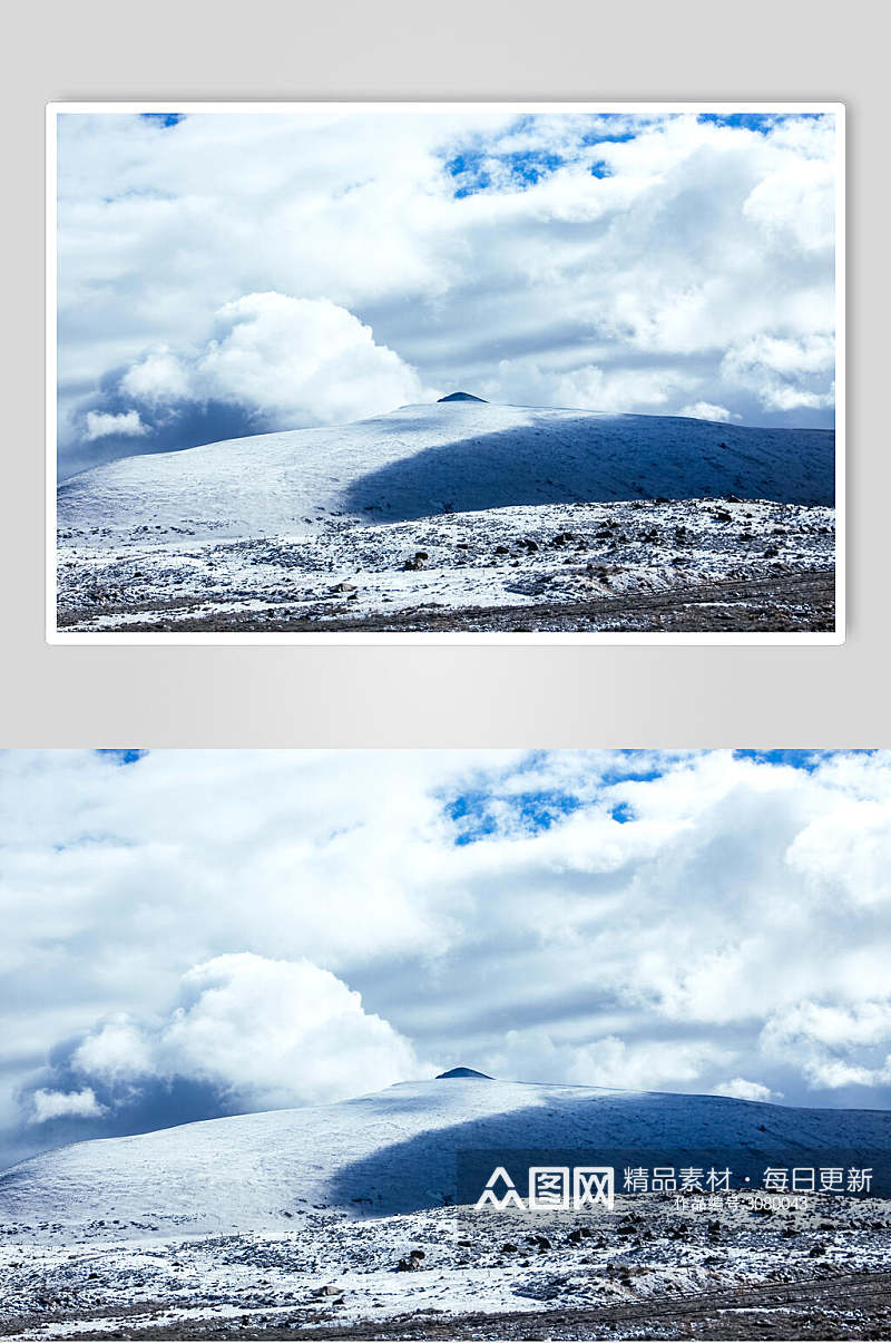 蓝白冰川色达风景摄影高清图素材