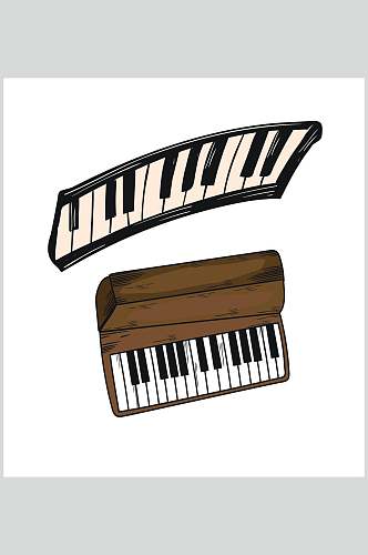 钢琴潮流音乐插画矢量海报素材