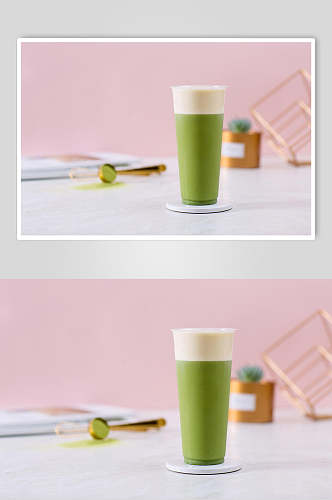 绿茶奶盖食品摄影图片