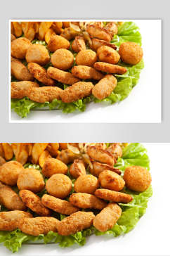 几何鸡块薯条汉堡食物高清图片