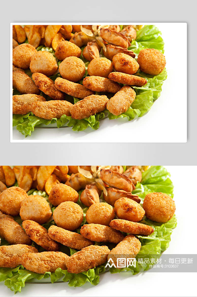 几何鸡块薯条汉堡食物高清图片素材