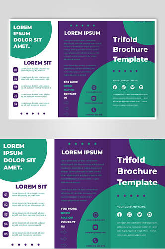 紫绿图形创意折页设计矢量素材
