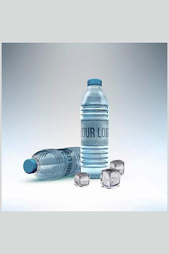 瓶子创意大气冰块蓝色矿泉水瓶样机