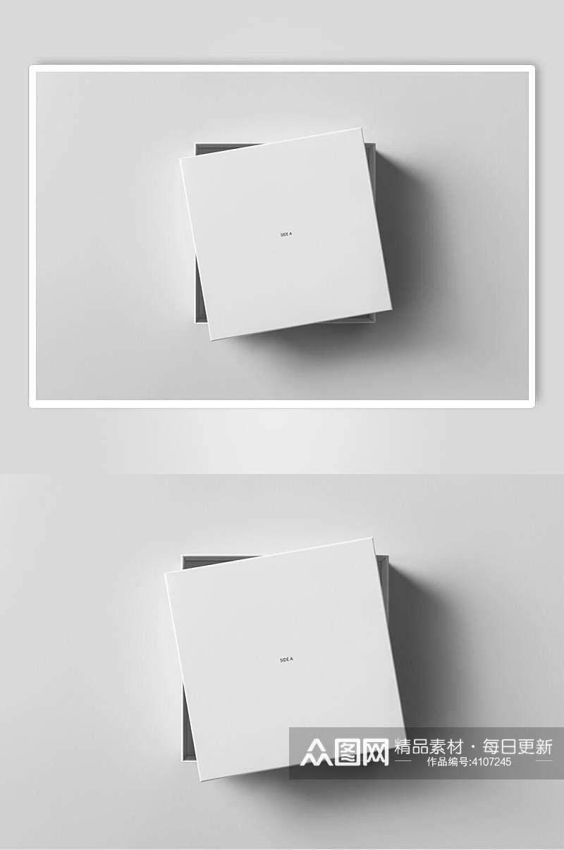 正方形阴影英文字母灰白色盒子样机素材