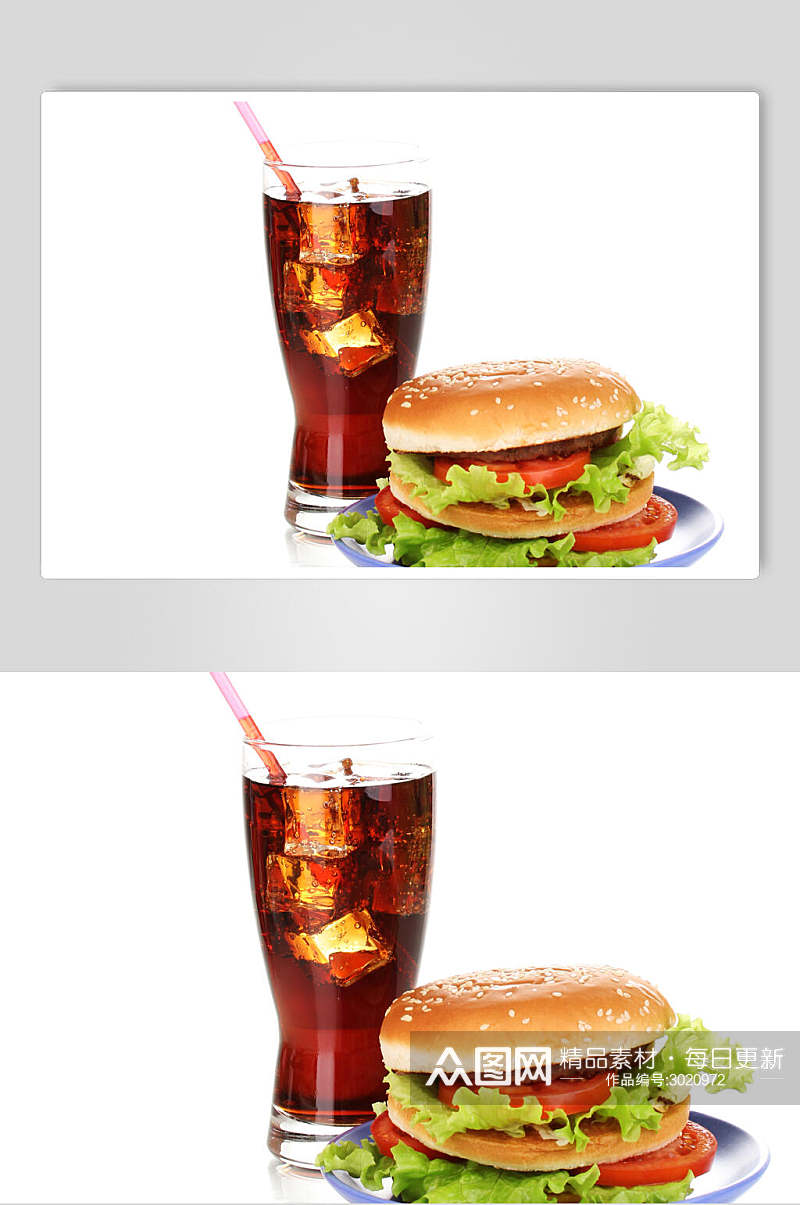 汉堡可乐果汁饮料摄影图素材