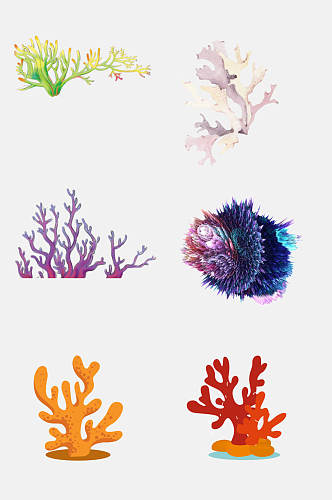 炫彩卡通珊瑚免抠设计素材