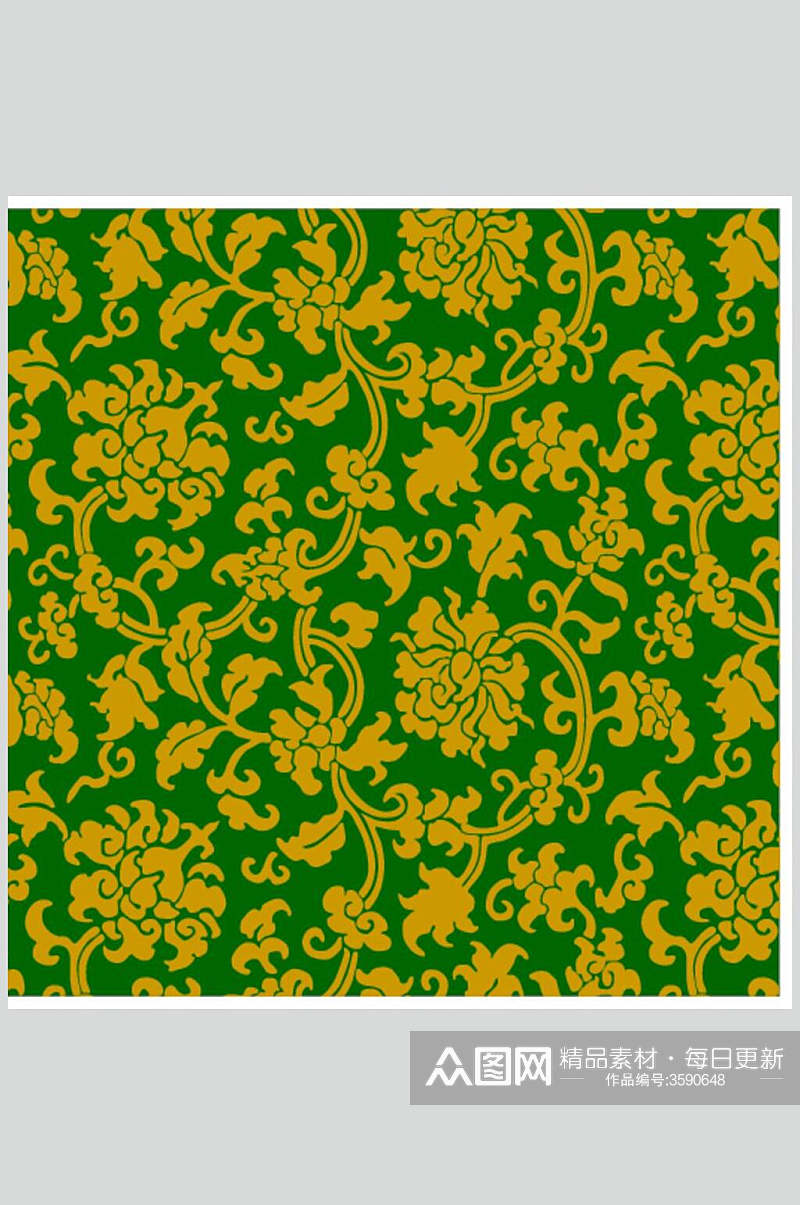 黄绿色古典传统花纹矢量素材素材
