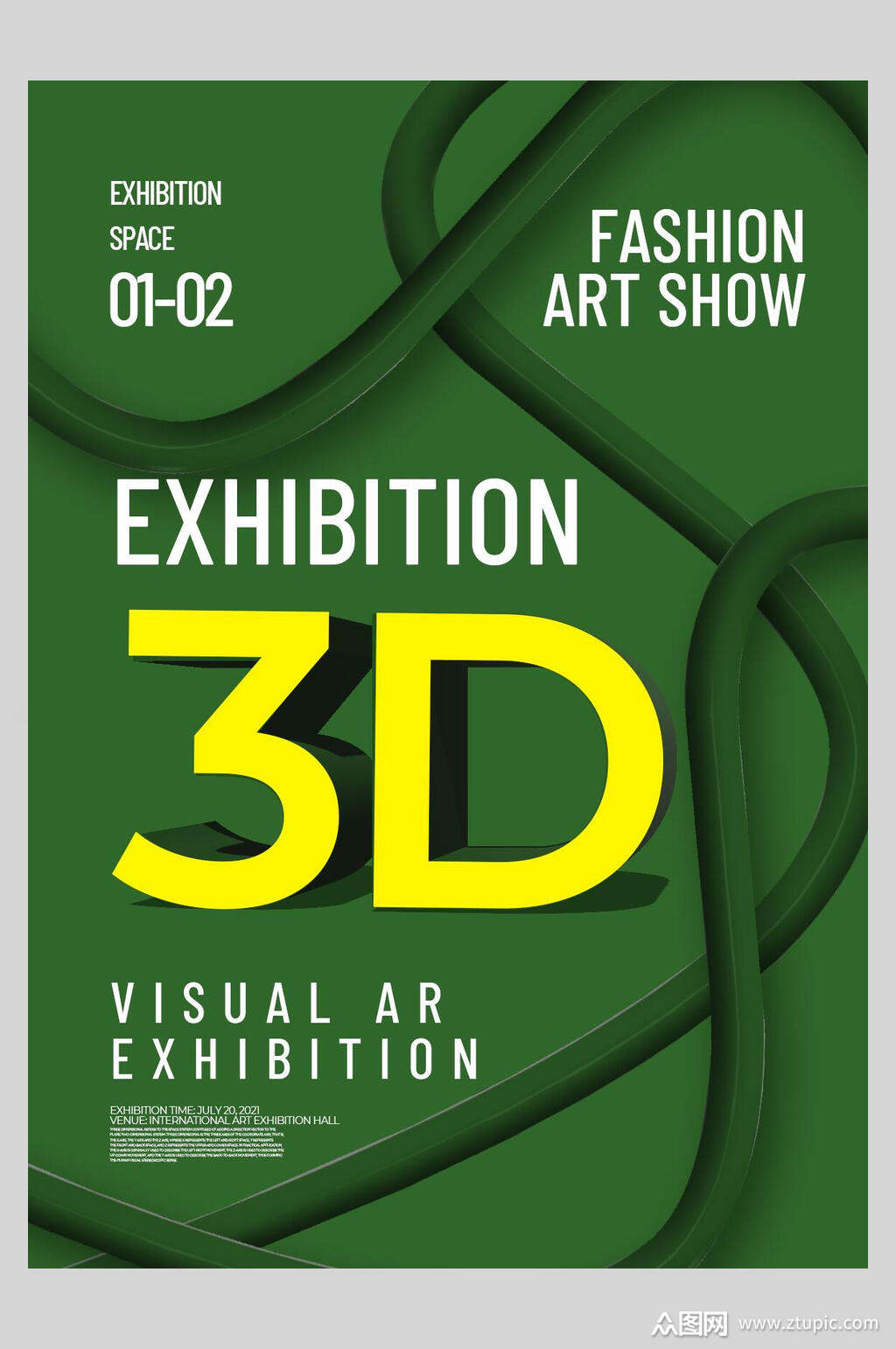 3d立体创意绿色海报素材免费下载,本作品是由陆烧上传的原创平面广告