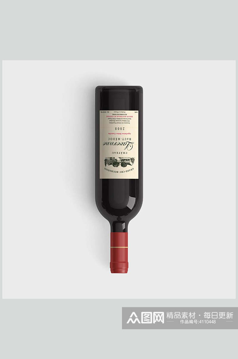 时尚瓶子创意大气红酒包装贴图样机素材