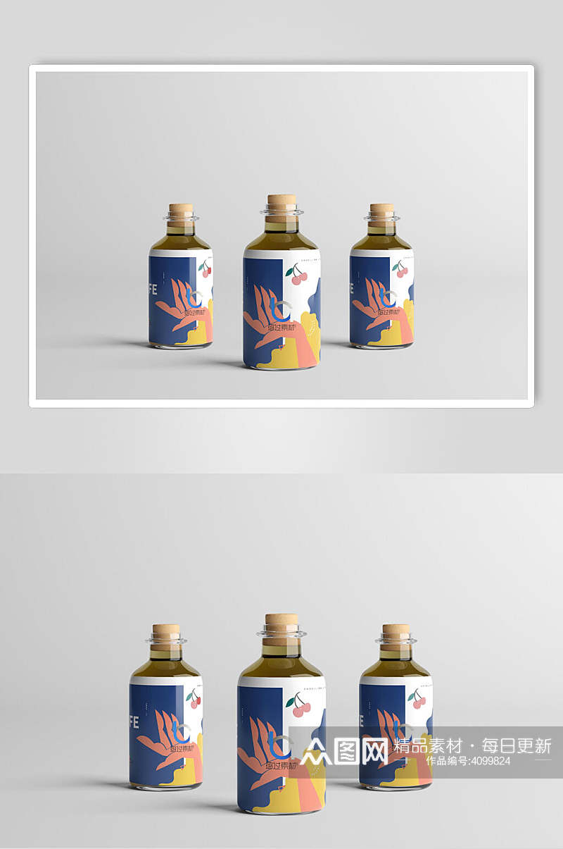 个性创意设计玻璃瓶果汁汽水果酱瓶样机素材