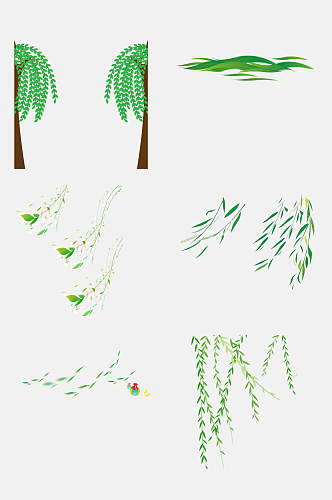 清新简洁大气柳树枝条植物免抠素材