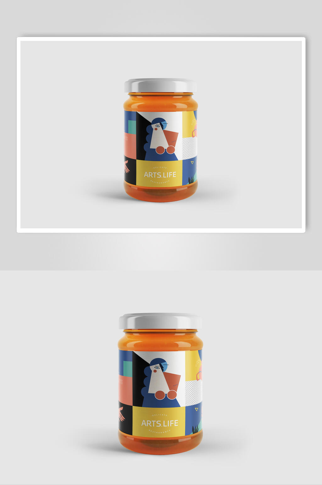 个性调味罐食用透明玻璃瓶包装样机素材