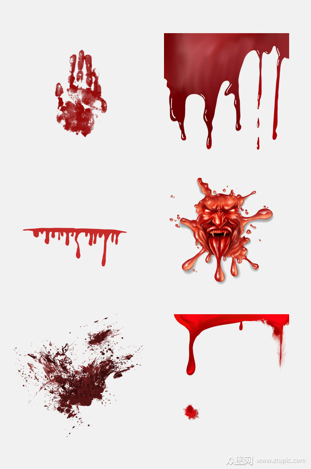 时尚创意红色血迹免抠素材素材