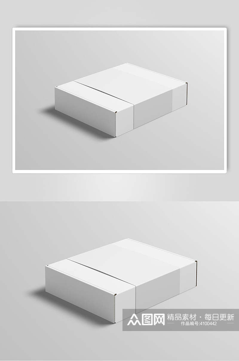 精简设计翻盖包装盒白底样机素材