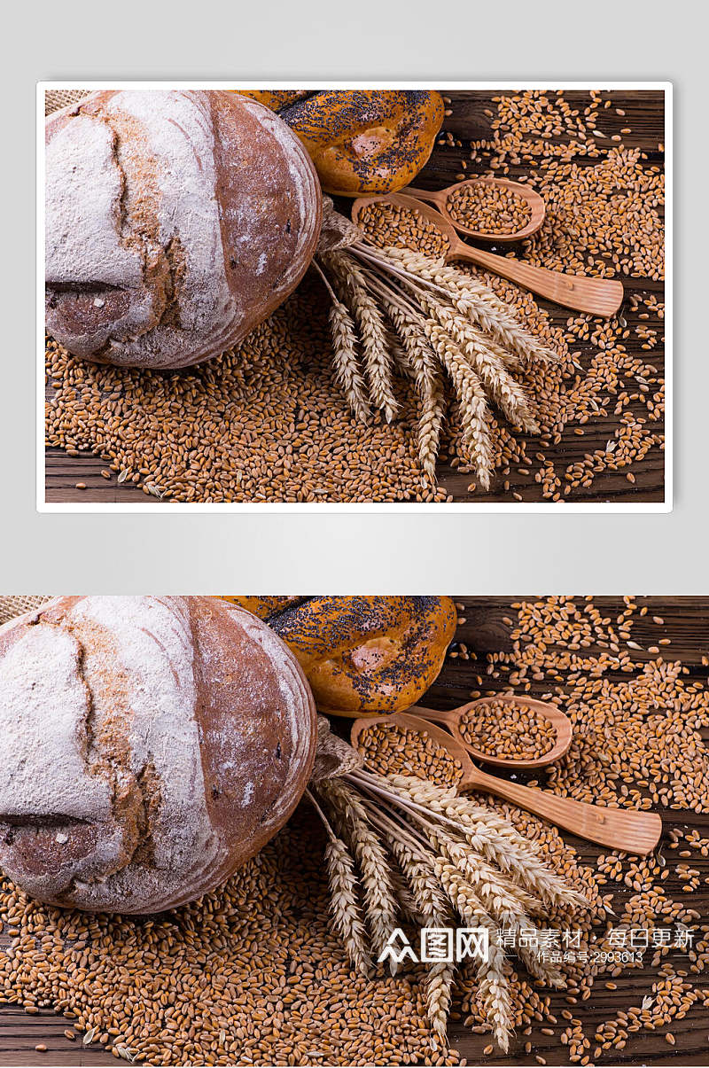 飘香全麦面包食物摄影图片素材