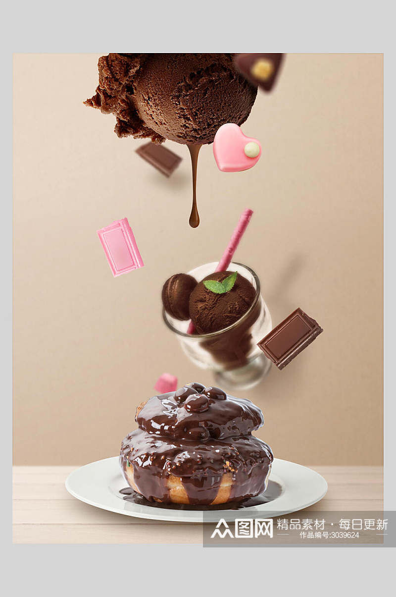 巧克力蛋糕美食料理海报素材