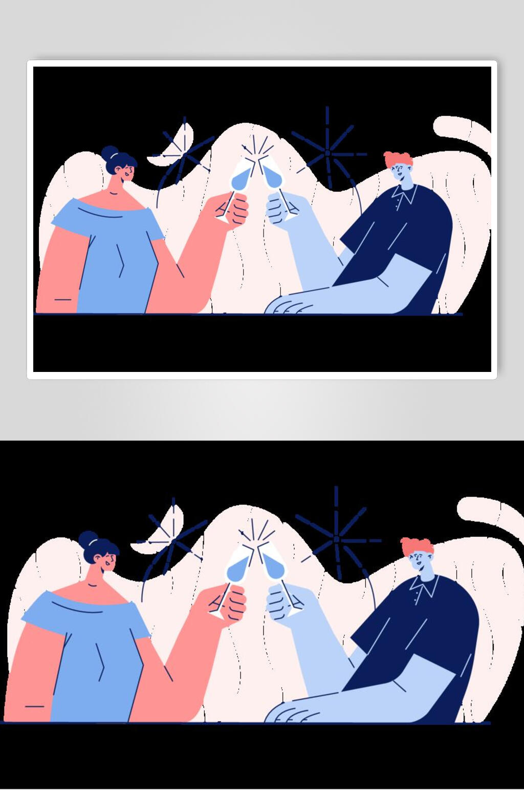 双人创意人物场景插画矢量素材素材
