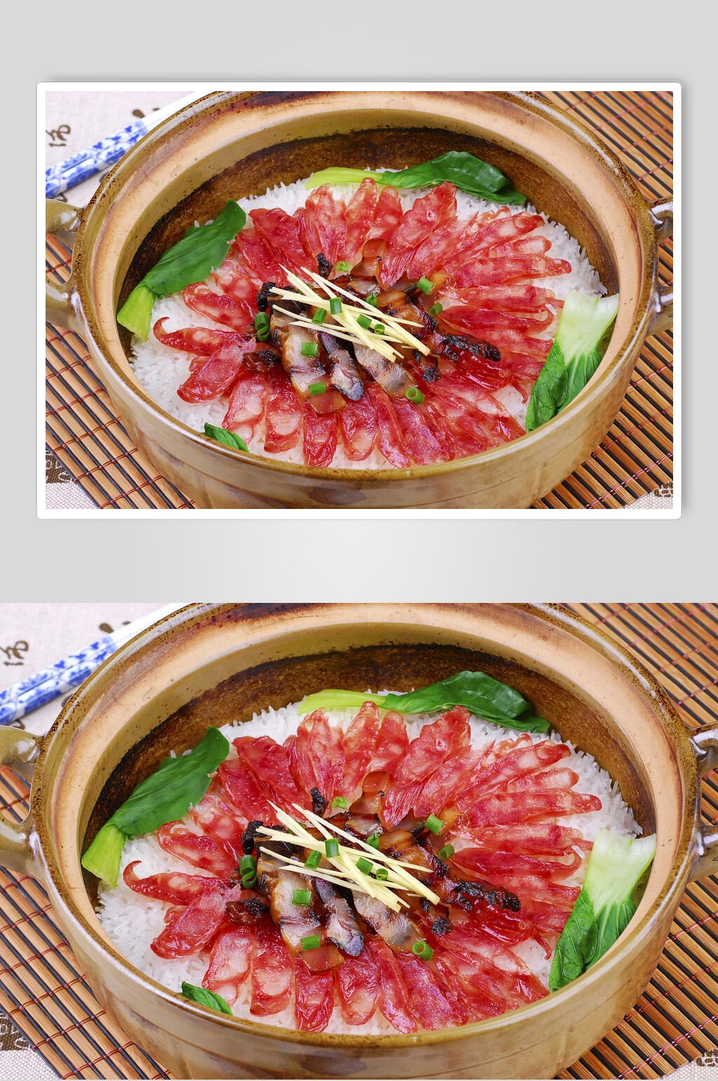 腊肠煲仔饭食品摄影图片素材