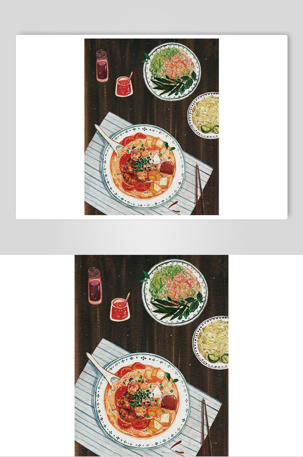 水彩美食菜品面食高清图片素材