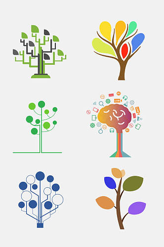炫彩树状抽象图免抠设计素材