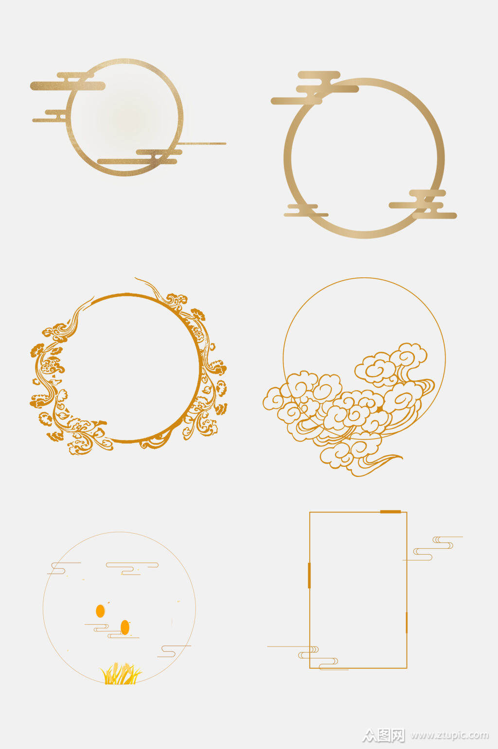 金色典雅古风边框免抠设计素材素材