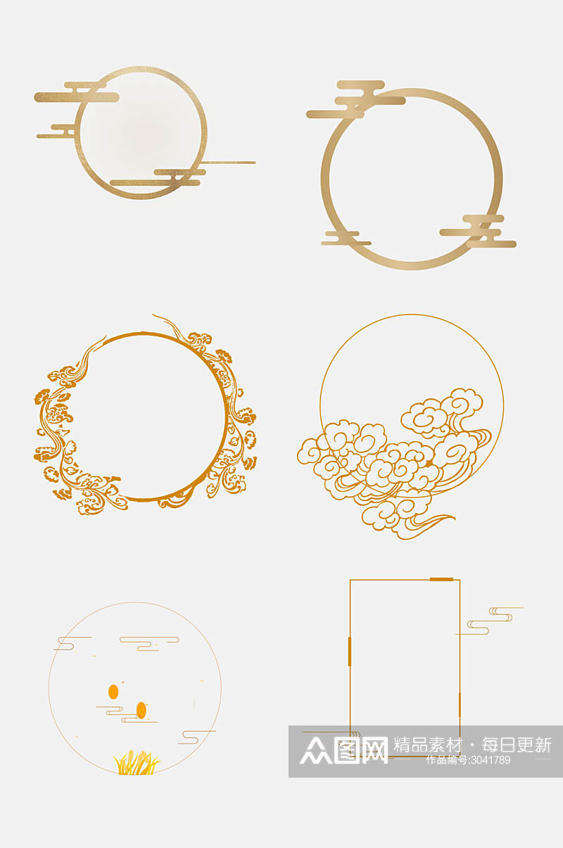 金色典雅古风边框免抠设计素材素材