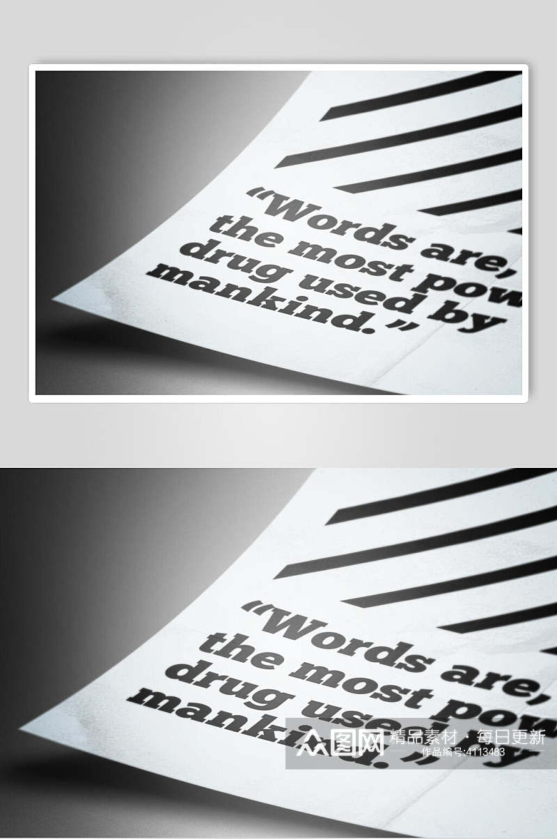 英文黑色创意高端宣传折页展示样机素材