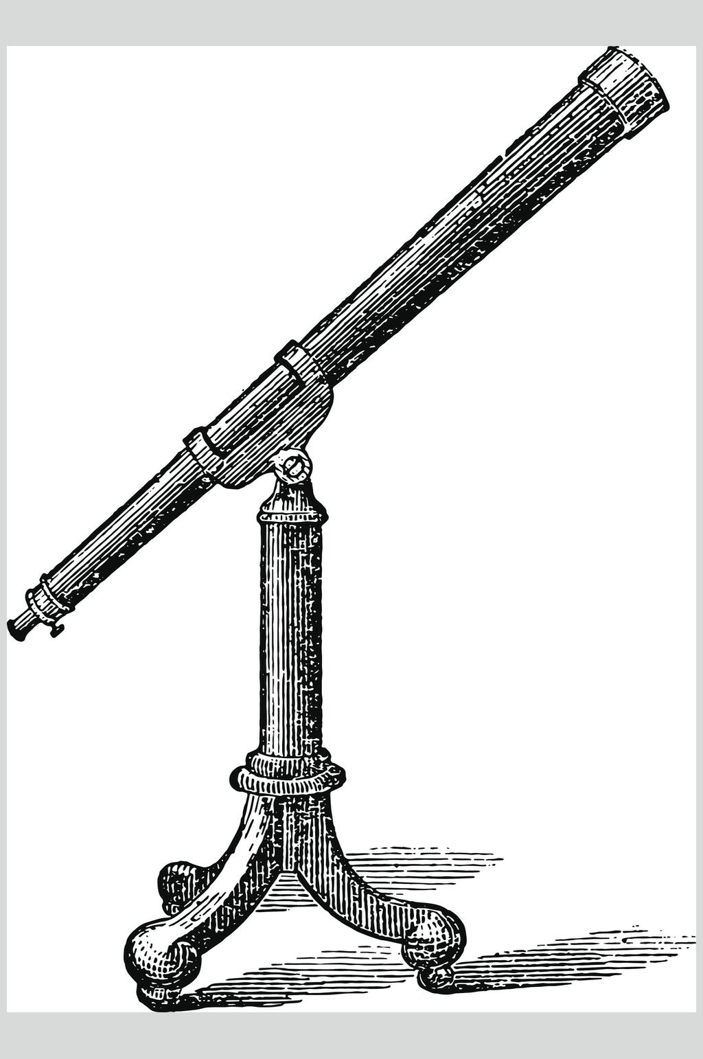 创意望远镜黑白线性矢量素材素材