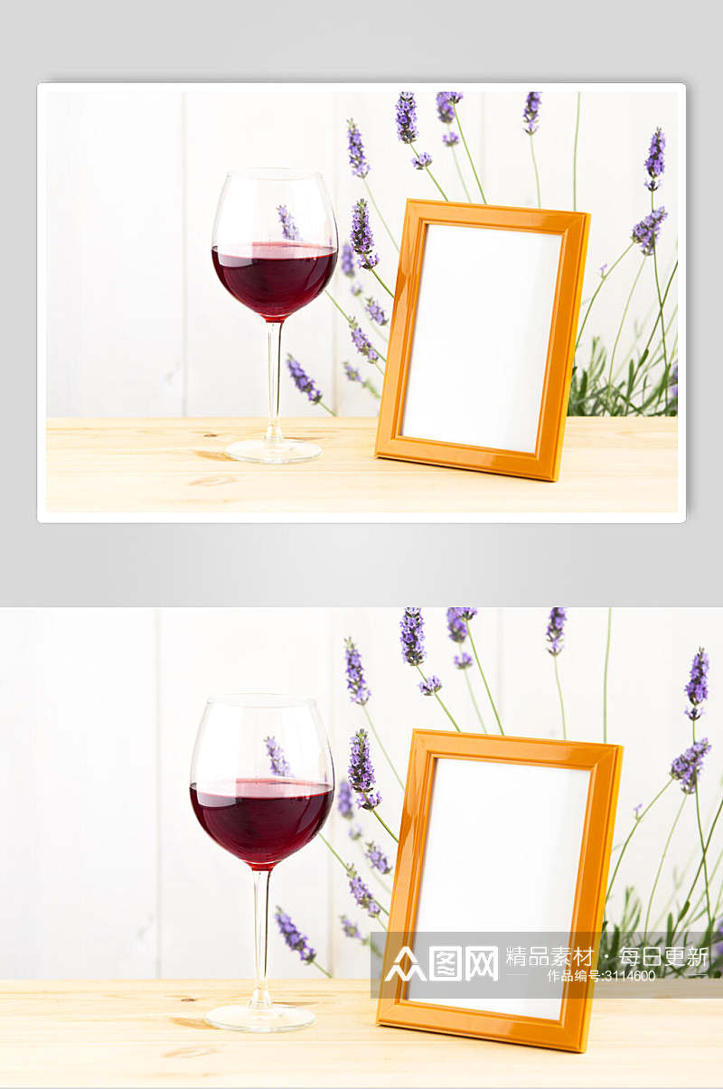 清新红酒相框花语花朵高清图片素材