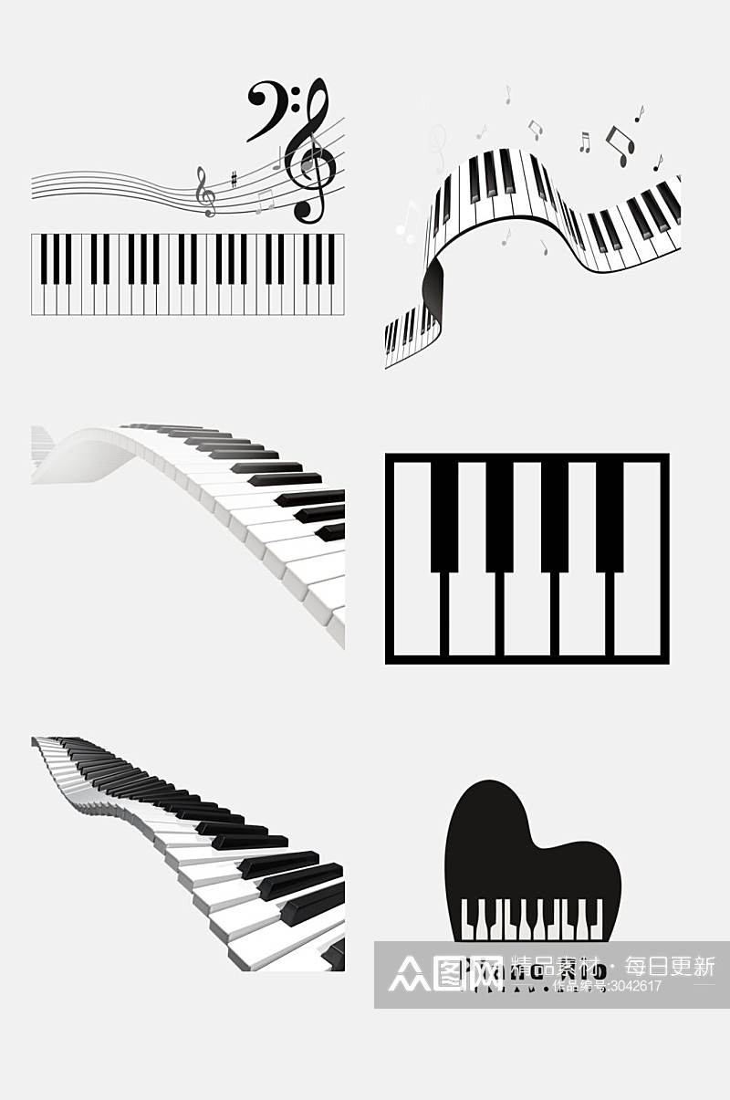 简约黑白音符钢琴键免抠素材素材
