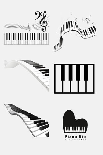 简约黑白音符钢琴键免抠素材