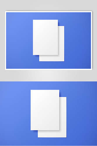 蓝白简洁高端纸张样机