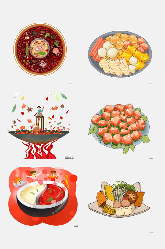 火锅美食插画免抠设计素材 元素