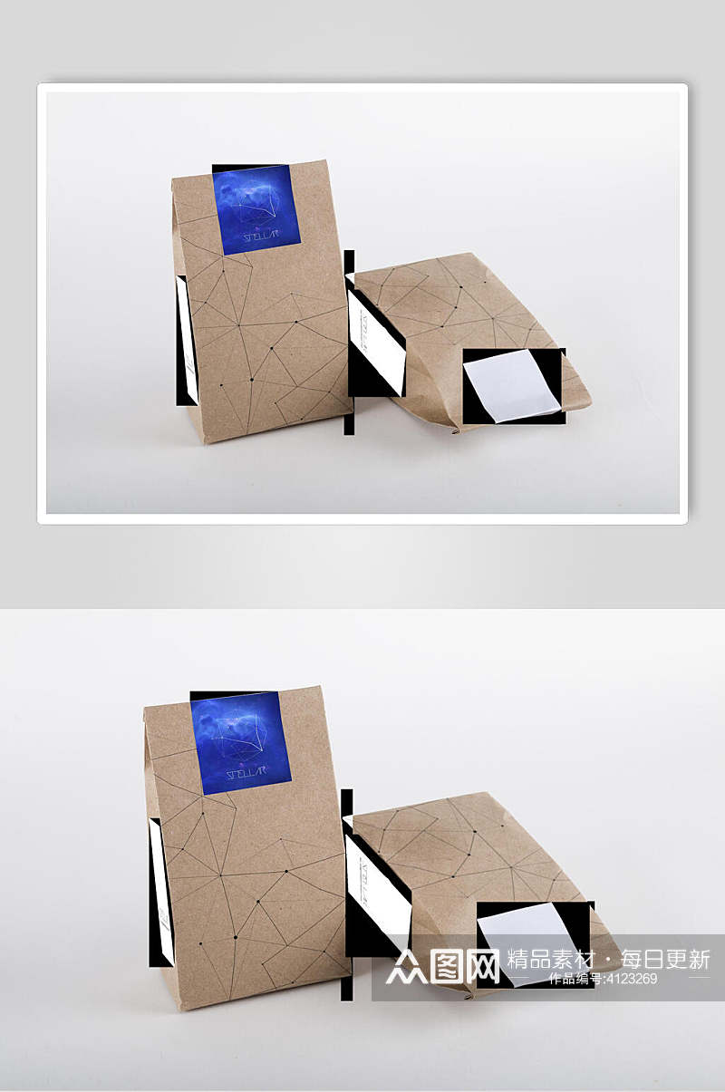 手绘包装袋咖啡品牌VI设计包装展示样机素材