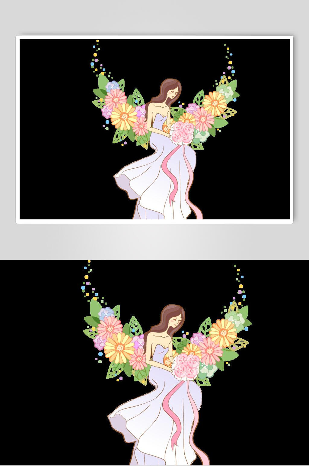 精美花卉魅力女性矢量素材素材