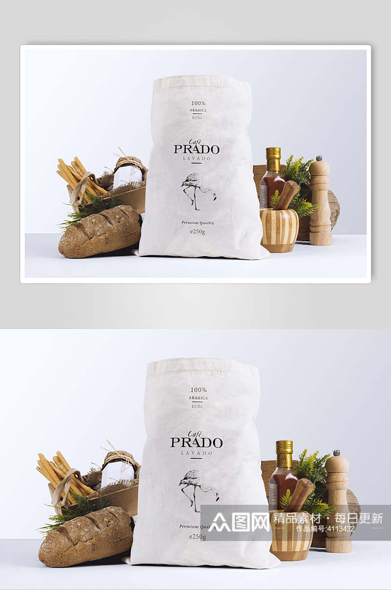 袋子清新创意高端咖啡饮品VI样机素材