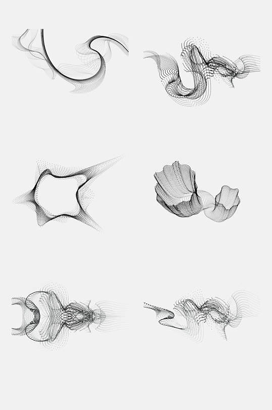 简约手绘抽象科技感黑白矢量素材